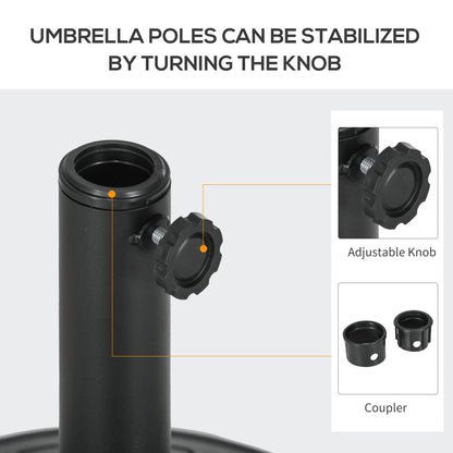 Outsunny Umbrella Base, Heavy Duty Concrete Base Holder with Steel Pole, Round Parasol Stand for Patio, Outdoor, Backyard, Black