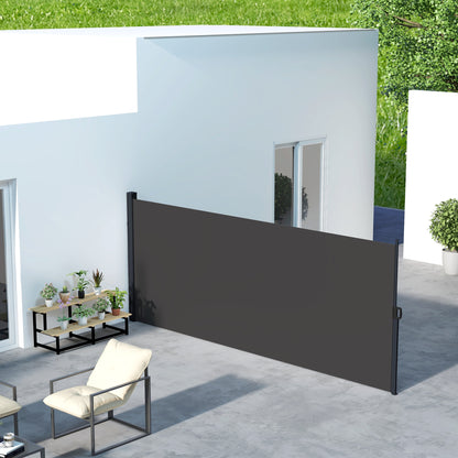 Outsunny 13' x 5' Retractable Side Awning, Outdoor Privacy Screen for Garden, Hot Tub, Balcony, Terrace, Pool, Black