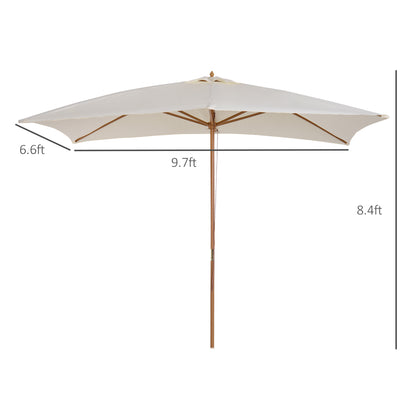Outsunny Patio Umbrella Market Patio Sun Umbrella Rectangle Cream White