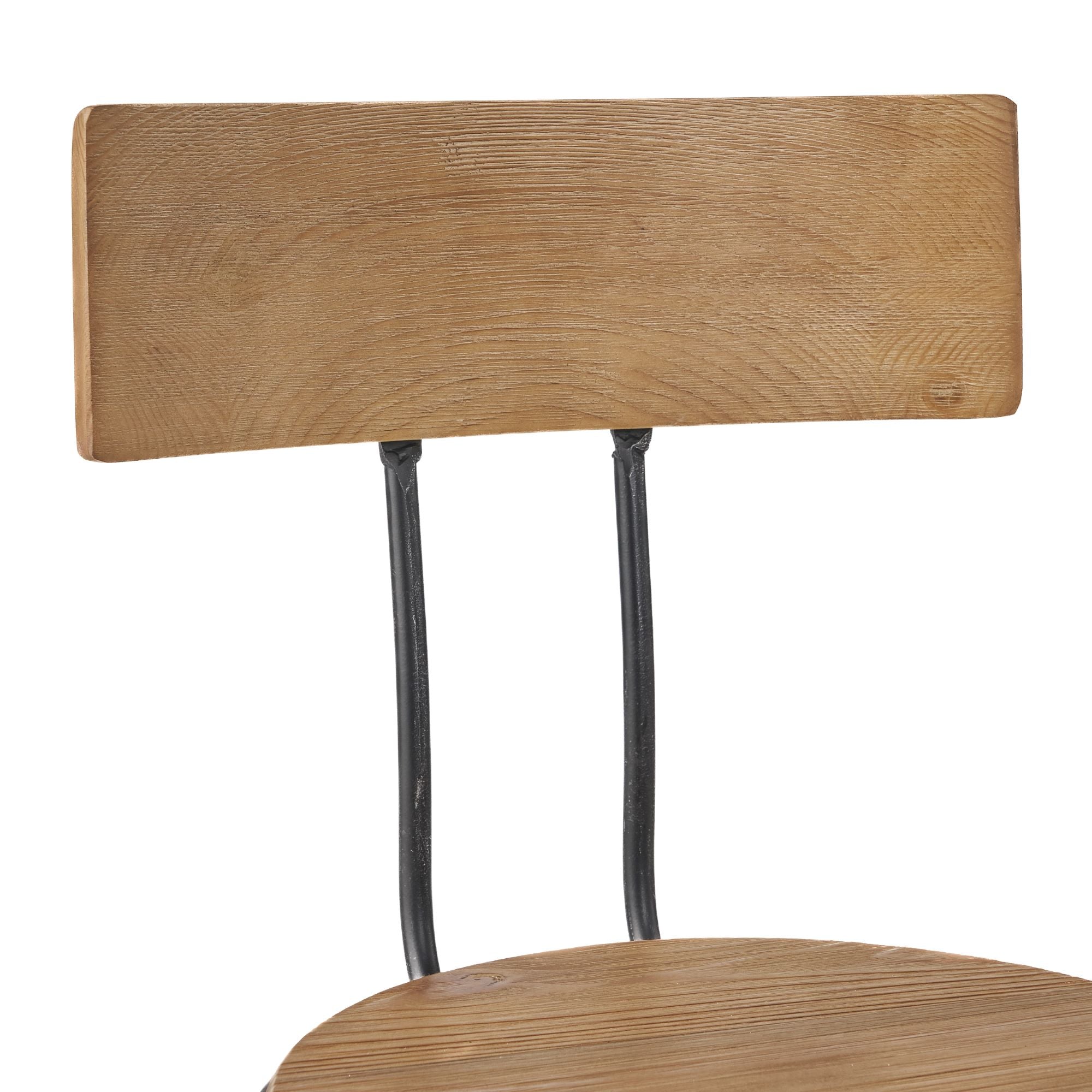 Rustic Firwood Barstool with Iron Legs, Swivel Footrest, Perfect for Retro Dens, Home Bar Areas, 18.5" L x 18.5" W x 45.5" H, Natural