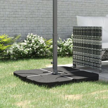 Outsunny 4pc Portable Umbrella Base Weights Garden Parasol Base Outdoor Patio Umbrella Stand Holder Weights, Black