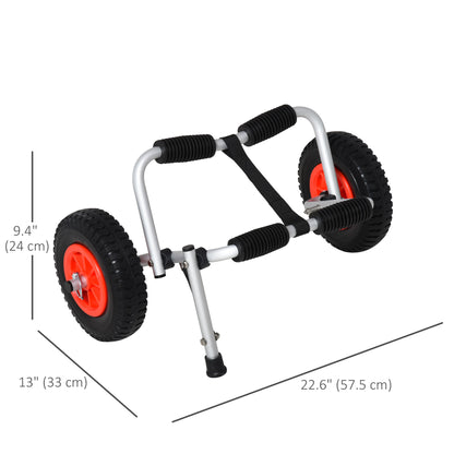 Soozier Kayak Cart Dolly with Flat-Free Wheels and Aluminum Frame for Kayaks, Canoes, Paddleboards, Folding Design, Silver