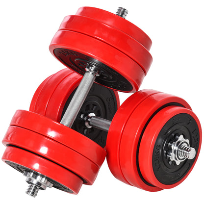 Soozier 66lbs 2-In-1 Dumbbell & Barbell Adjustable Set Strength Muscle Exercise Fitness Plate Bar Clamp Rod Home Gym Sports Area