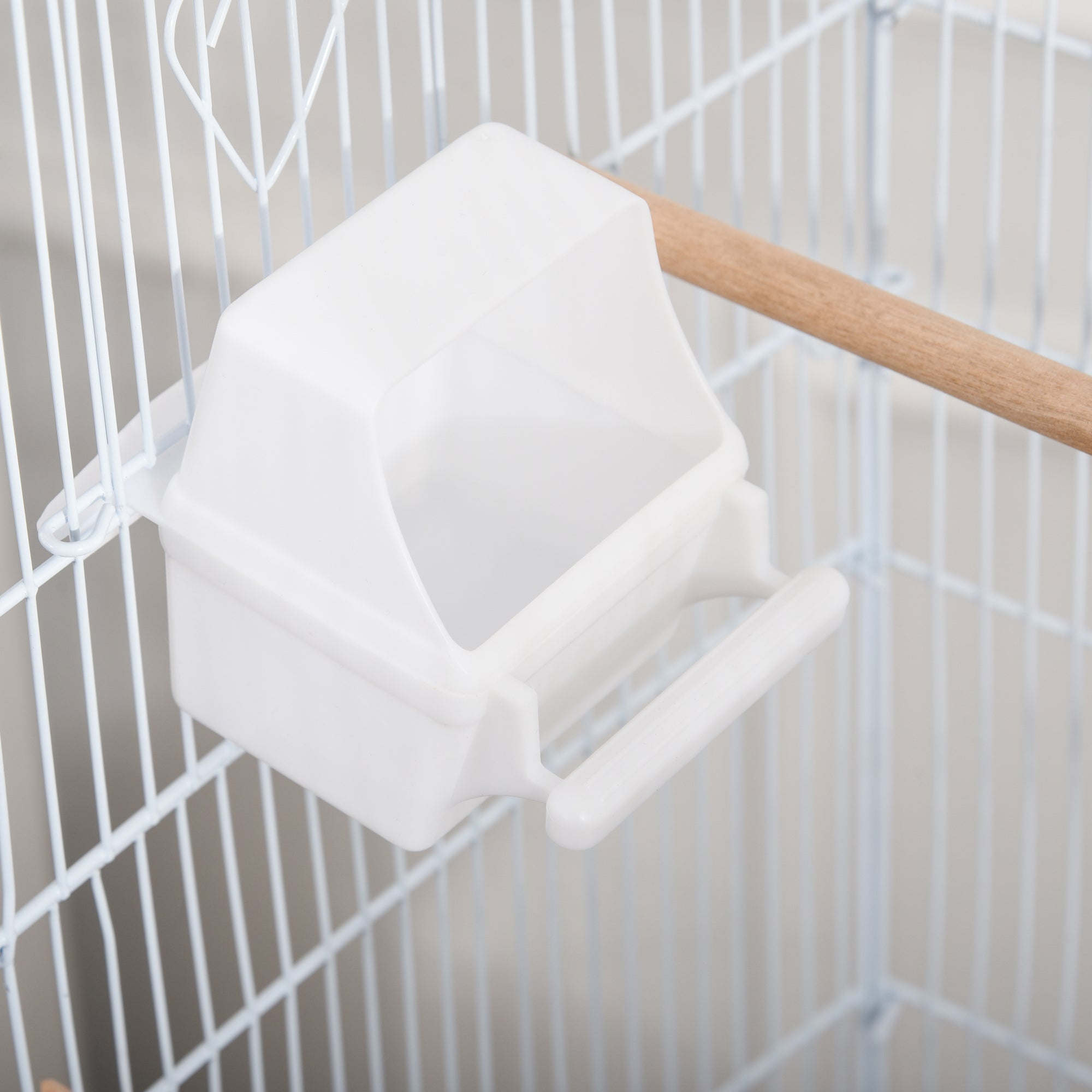 PawHut 62" Rolling Bird Cage Cockatoo House Play Top Finch Pet Supply with Storage Shelf, Wheels - White