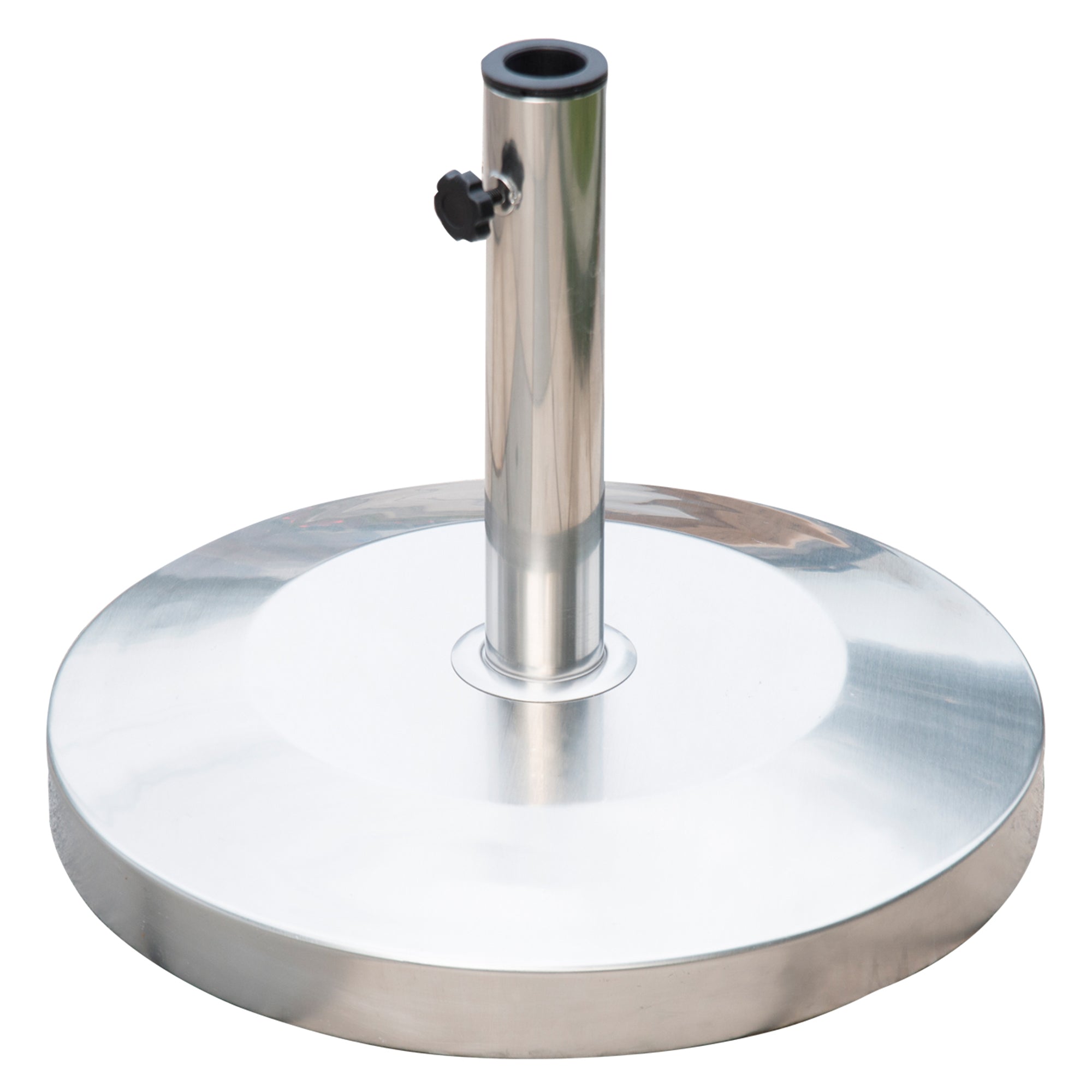 Outsunny 19" Round Patio Umbrella Stand, Stainless Steel Base Stand Holder, Silver