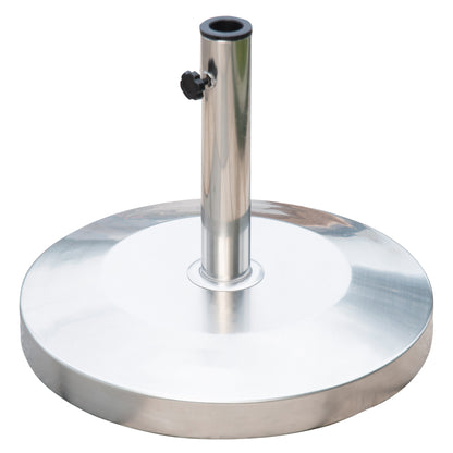 Outsunny 19" Round Patio Umbrella Stand, Stainless Steel Base Stand Holder, Silver