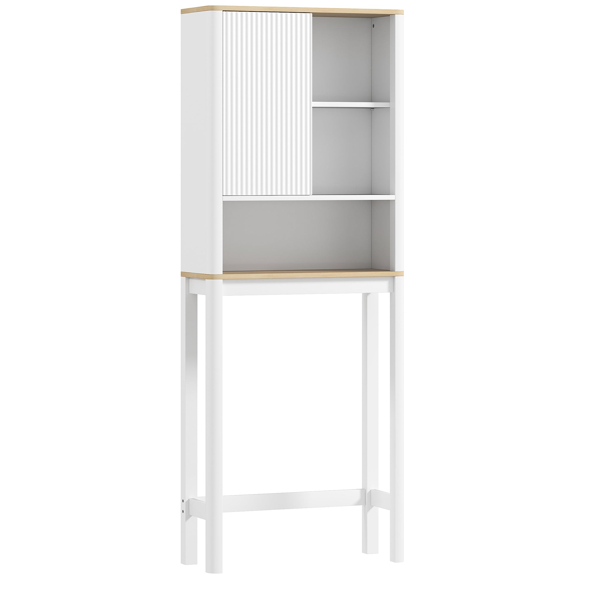 HOMCOM Over The Toilet Storage Cabinet, Bathroom Space Saver Cabinet with Adjustable Shelf, Bathroom Organizer, White