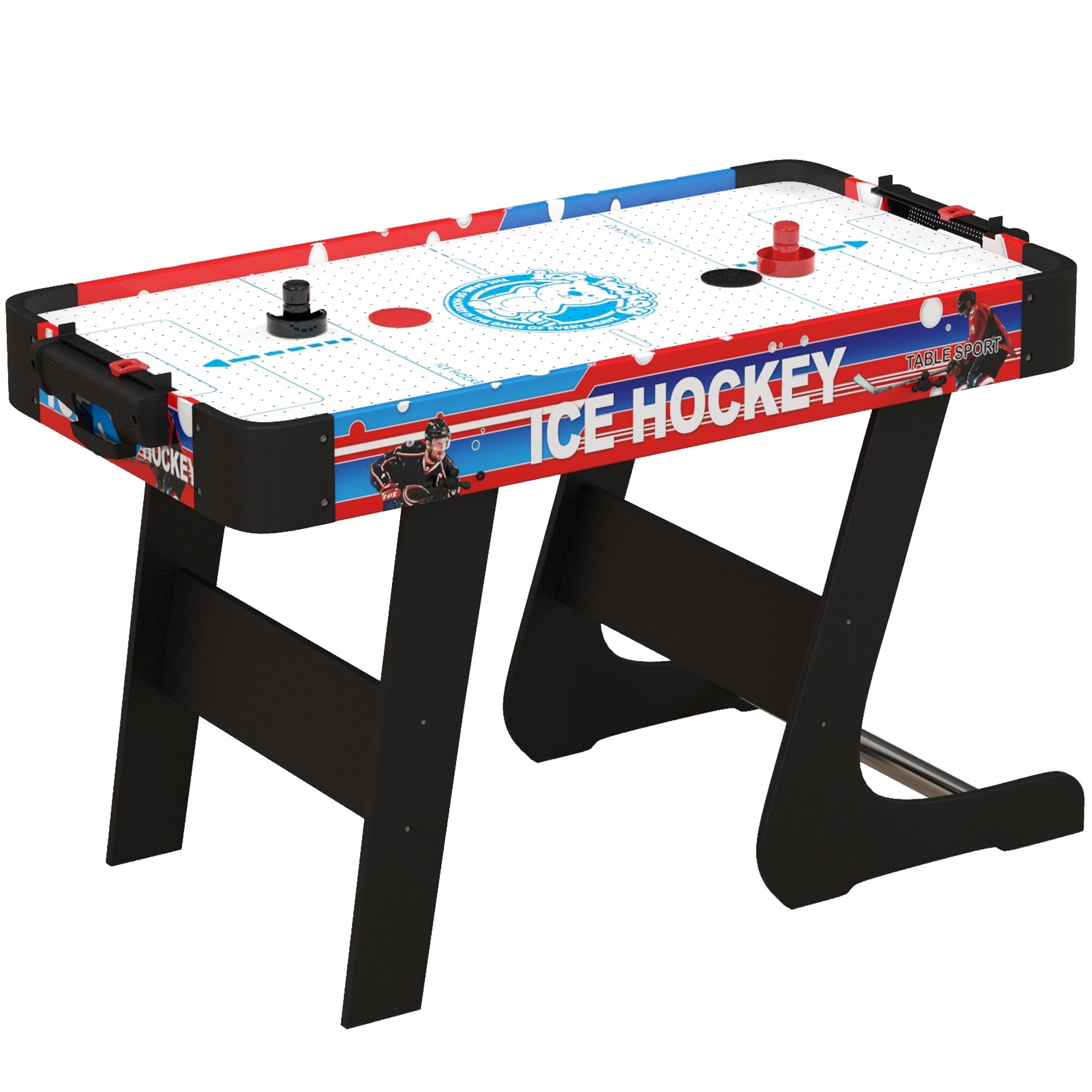Soozier Folding Air Hockey Table 40" Arcade Table with 2 Pucks, 2 Pushers, Scoreboard for Family Game Room, Living Room, White