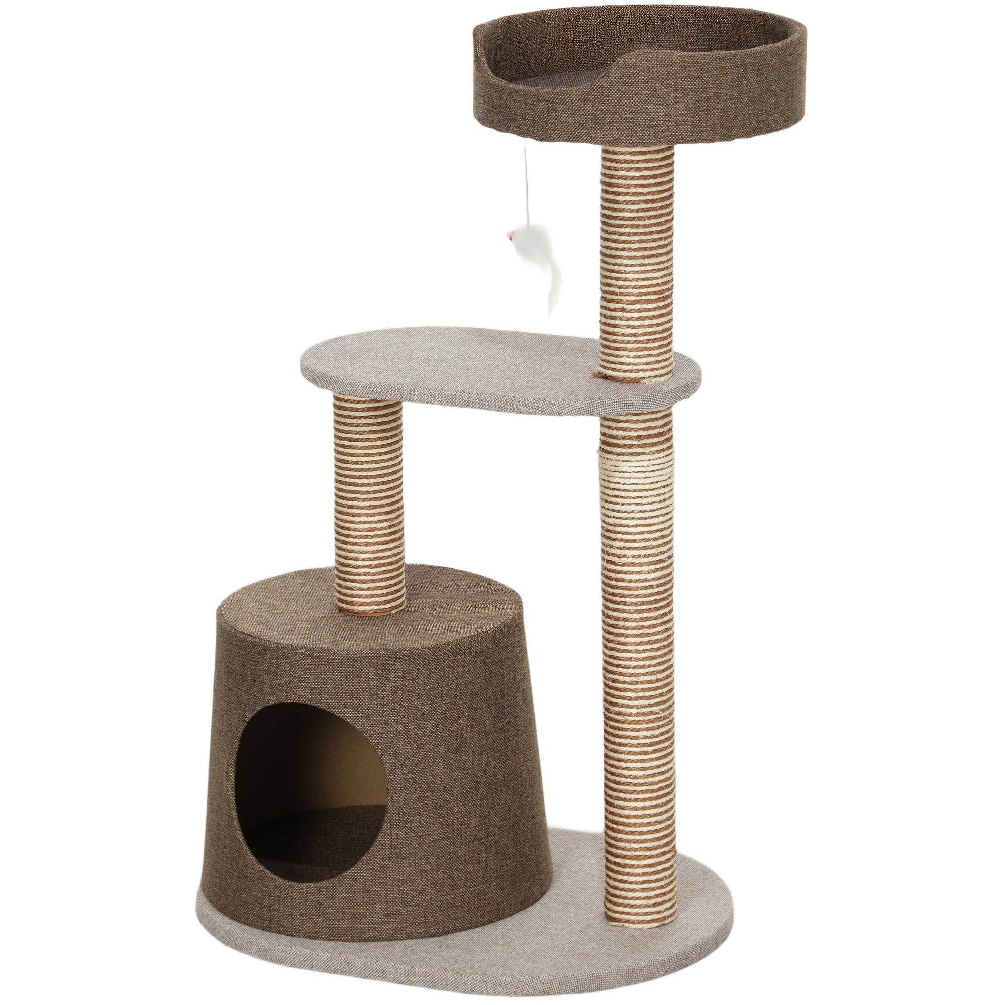PawHut Scratching Cat Tree Post Climbing Kitten Pets Furniture with Toy, Brown