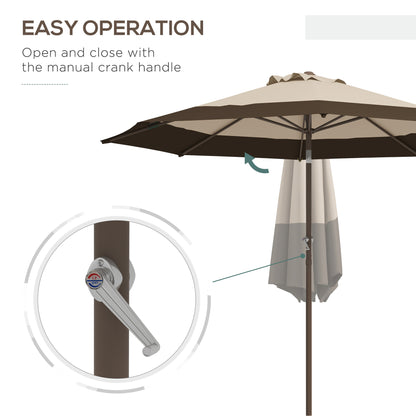 Outsunny 9 x 9 ft Outdoor Umbrella with Tilt, Patio Market Table Umbrella Parasol with Crank, Deep Brown