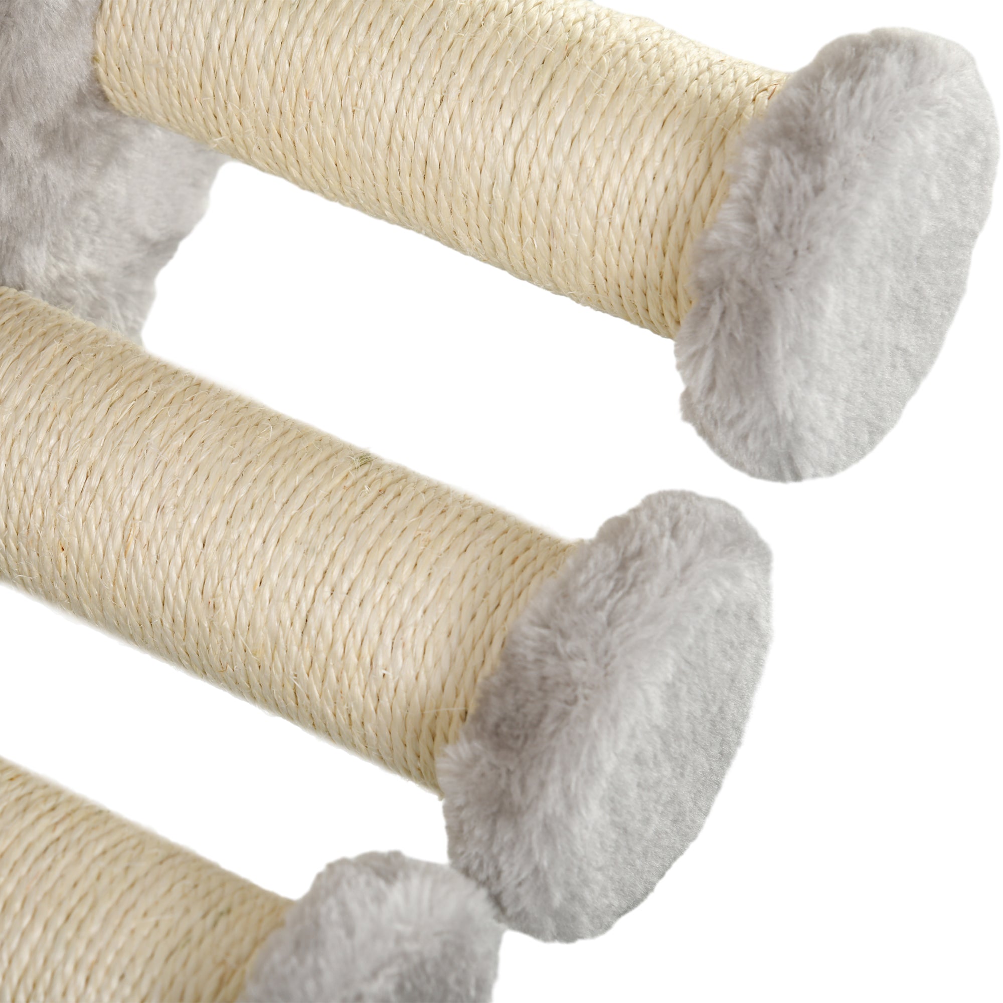 PawHut 4Pcs Cat Wall Shelf with Scratching Post, Cat Wall Shelves for Relaxing, Climbing, Cat Wall With Soft Ladder, Hammock, Play Balls, Grey