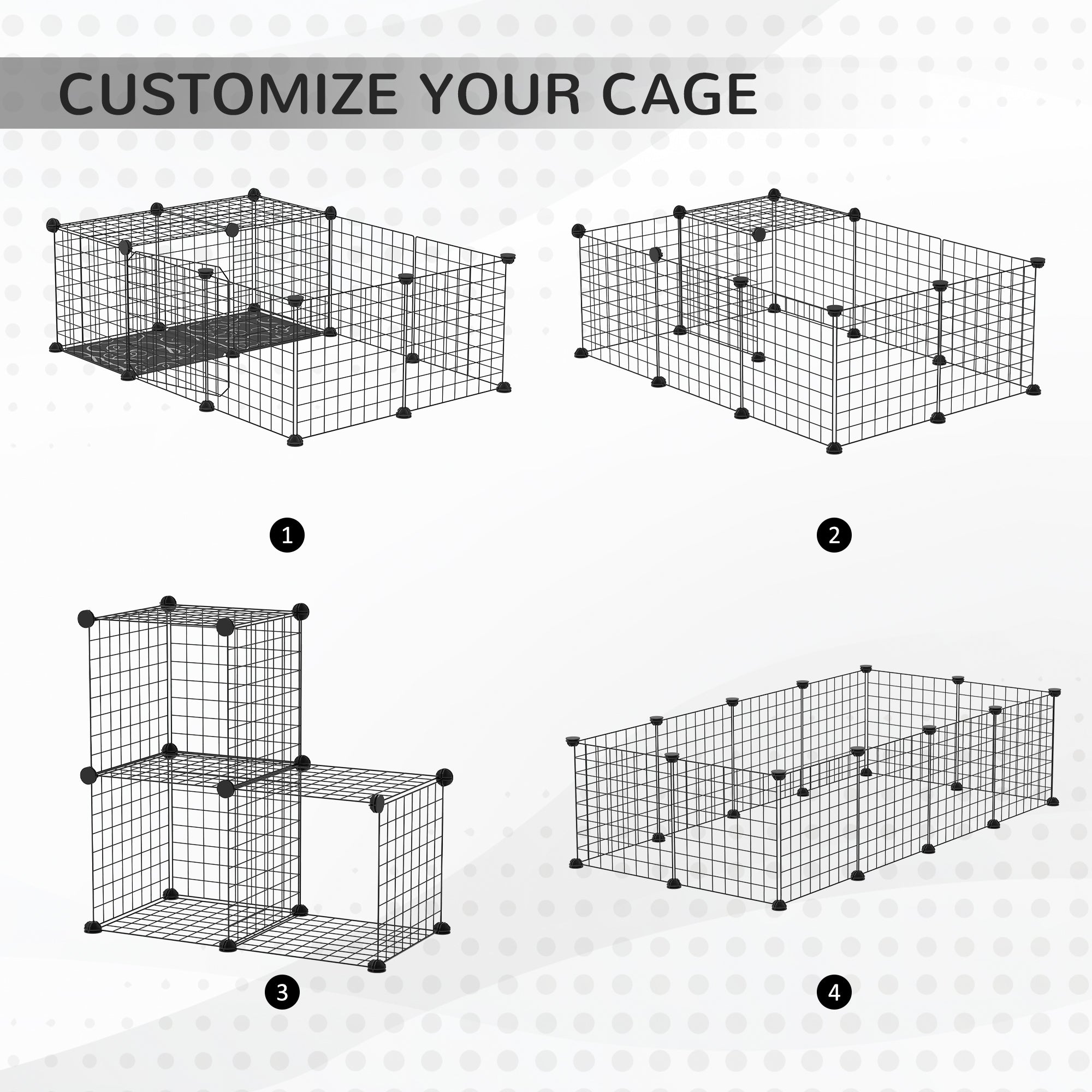 PawHut Small Animal Cage with 16 Panels, Portable Metal Wire Pet Fence with Door, Non-slip Feet for Bunny Guinea Pig