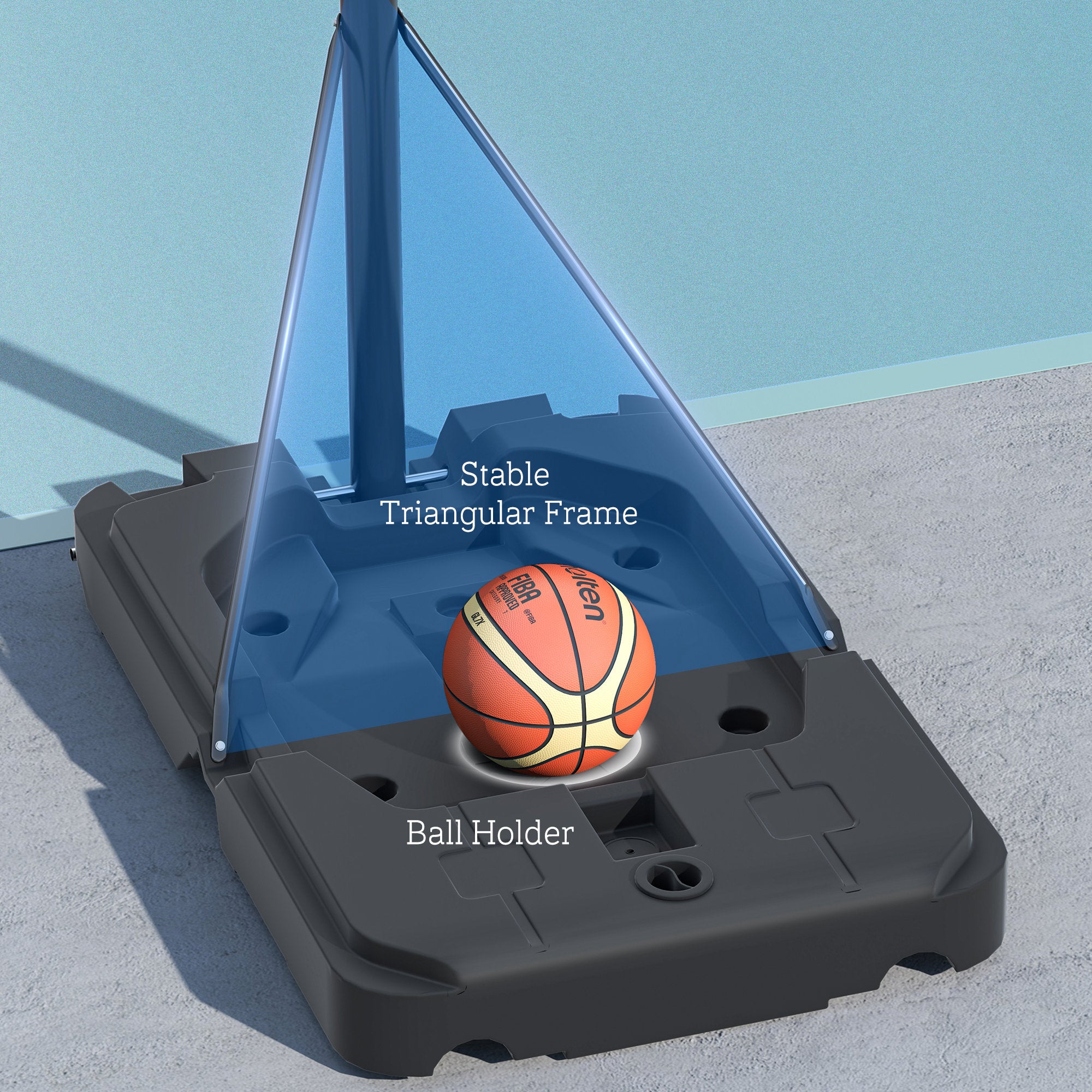 Soozier Basketball Hoop Outdoor, 7.5-10ft Portable Basketball Goal with Wheels and 43" Backboard, for Teenagers Youth Adults