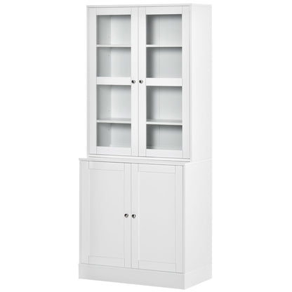HOMCOM Bookcase Storage Cabinet with Doors, Modern Tall Bookshelf with 2 Adjustable Shelves, Display Unit for Study, Living Room, Home Office, White