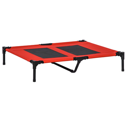 PawHut Elevated Dog Bed, Raised Dog Cot for XL Sized Dogs, Indoor & Outdoor, 36" x 30" x 7", Red
