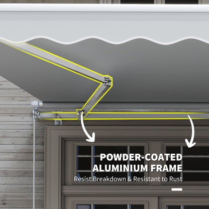 Outsunny 12' x 8' Retractable Awning Patio Awnings Sun Shade Shelter with Manual Crank Handle, UV & Water-Resistant Fabric and Aluminum Frame for Deck Balcony Yard, Grey