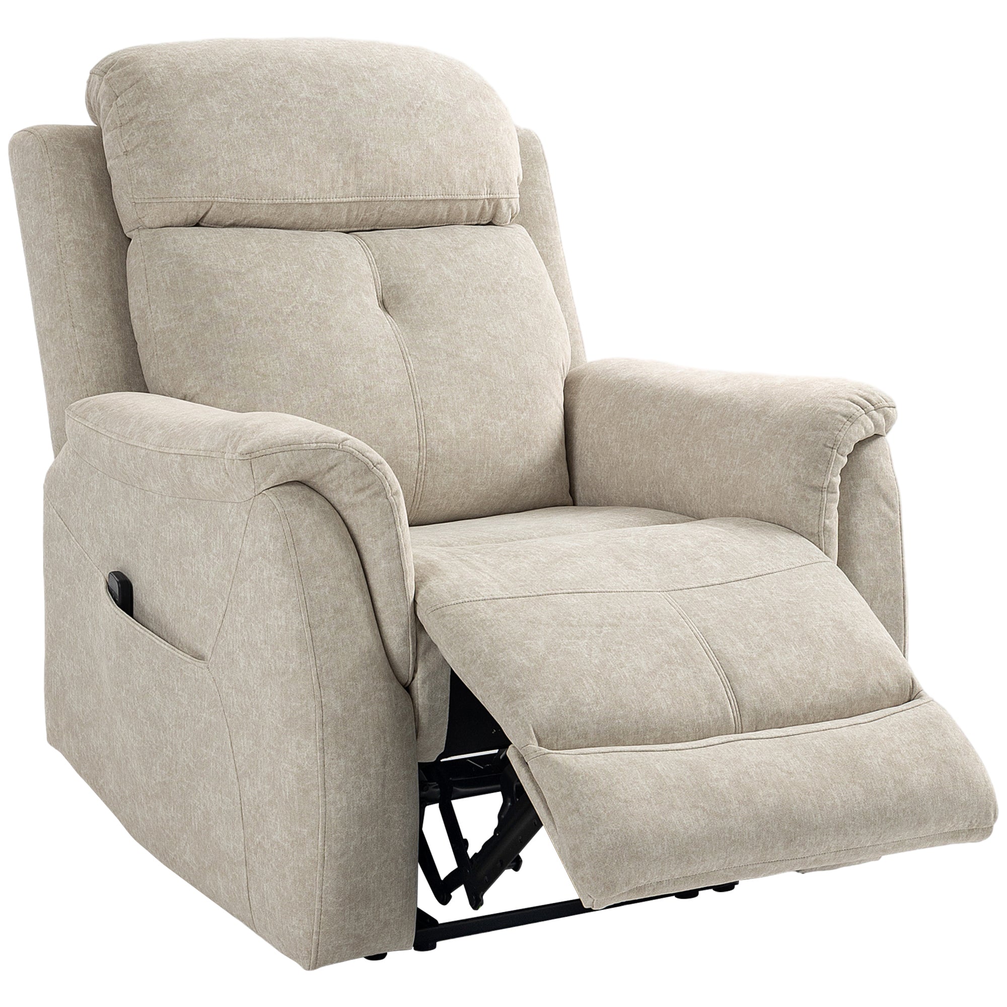 HOMCOM Manual Recliner Chair with Vibration Massage, Reclining Chair for Living Room with Side Pockets, Beige