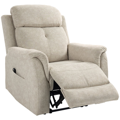 HOMCOM Manual Recliner Chair with Vibration Massage, Reclining Chair for Living Room with Side Pockets, Beige