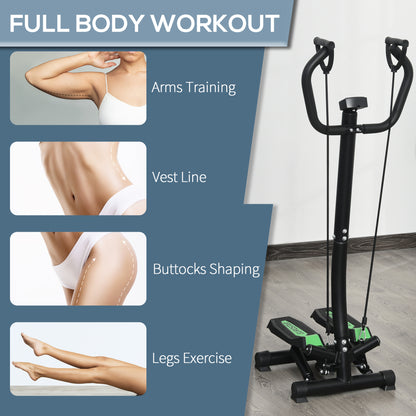 Soozier Adjustable Twist Stepper w/ LCD Monitor and Resistance Bands, Stair Stepper Aerobic Body Workout Fitness Machine for Home Gym
