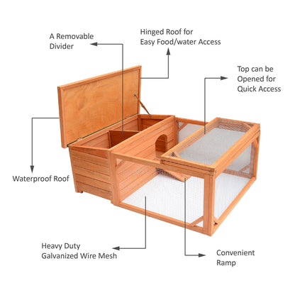 PawHut 51" Chicken Coop Wooden Hen House Rabbit Hutch Poultry Cage Pen Outdoor Backyard with Run