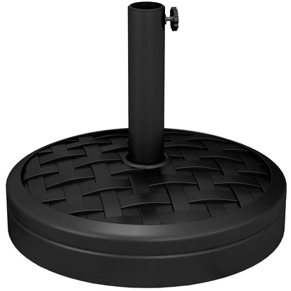 Outsunny 40lbs. Concrete Umbrella Base with Rattan Effect, Heavy Duty Parasol Stand for Outdoor Patio Umbrella, Black