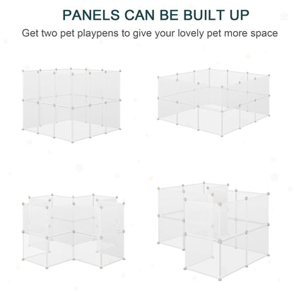 PawHut Small Animal Cage Plastic Chinchilla Cage 12 Panels for Bunny Chinchilla Guinea Pig, 18" x 14", White