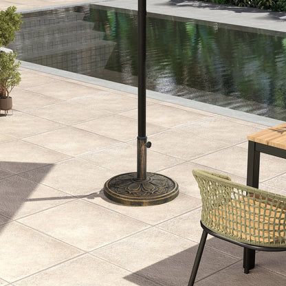 Outsunny Round Patio Umbrella Base, 26 lbs Resin Umbrella Stand Base, Outdoor Umbrella Stand for 1.3"/1.5"/1.9" Umbrella Poles for Outdoor, Lawn, Poolside, Bronze