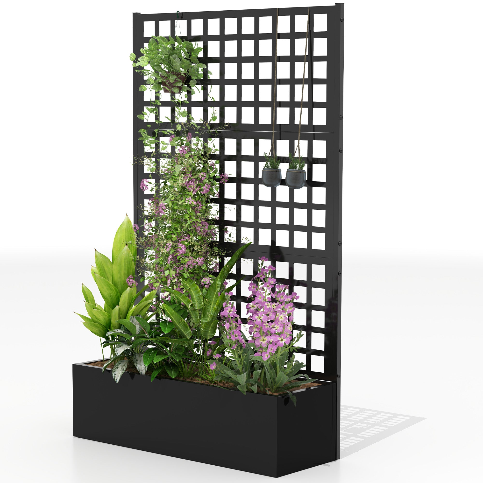 Outsunny Galvanized Raised Garden Bed Planter Box with Trellis for Climbing Plants, Vegetable, Vines, 43" x 16" x 70"
