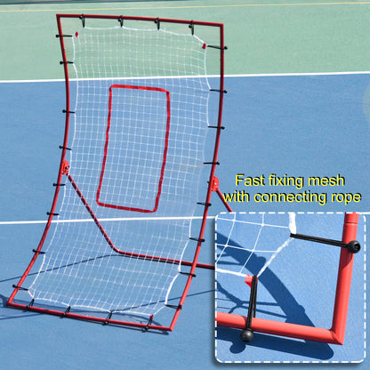 Soozier Pitch Back 5 Angles Adjustable Rebounder Net Goal Pitching and Throwing Practice Partner, Baseball/Soccer/Football/Basketball/Volleyball Daily Training (4 J-type Ground Nails included)