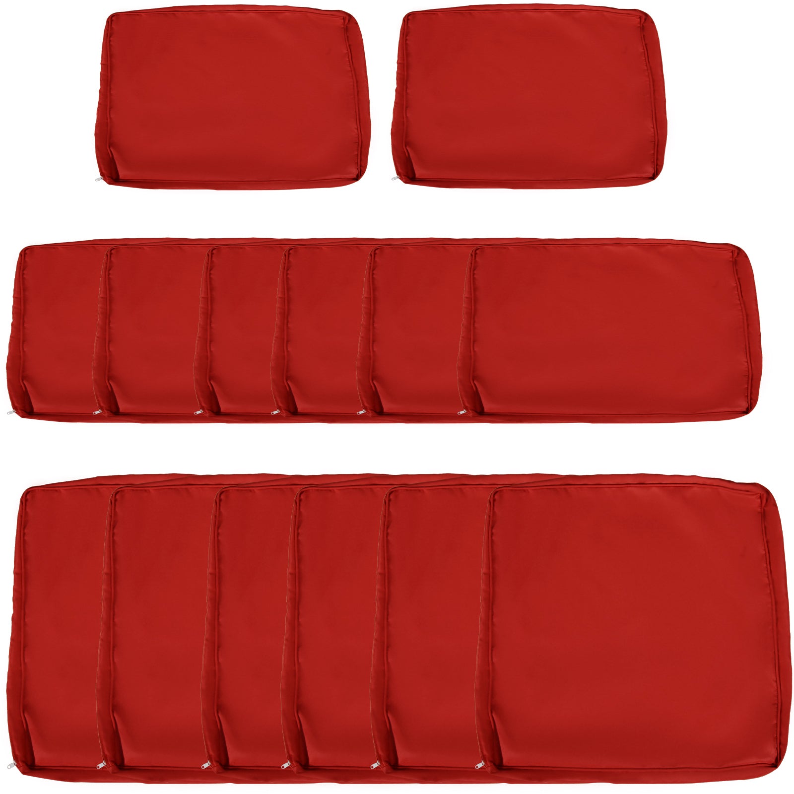Outsunny Outdoor 14pc Patio Rattan Sofa Set Cushion Polyester Cover Replacement Set - No Cushion Included Red