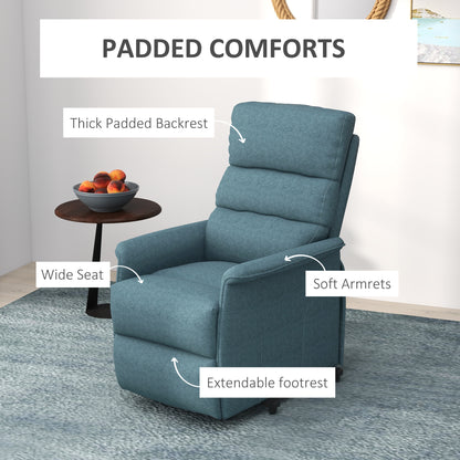 HOMCOM Lift Chair for Elderly, Power Chair Recliner with Remote Control, Side Pockets for Living Room, Blue