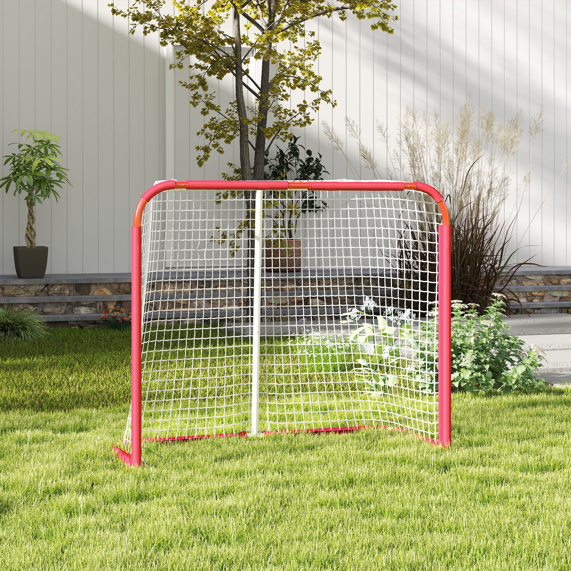 Soozier Hockey Net, Easy Set Up Hockey Goal with Steel Frame, PE Mesh, Outdoor Hockey Training Equipment for Garden, Backyard