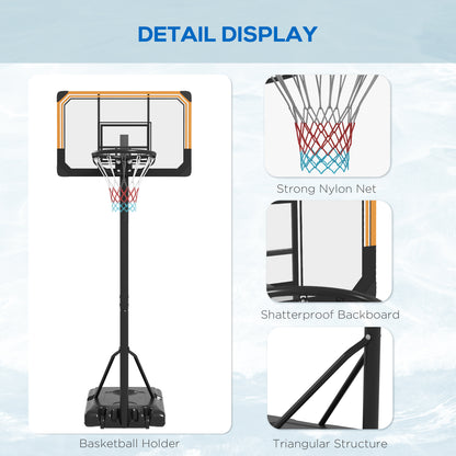 Soozier 6-7ft Basketball Hoop, Freestanding Basketball System with 18" Shatterproof Backboard and Weighted Base