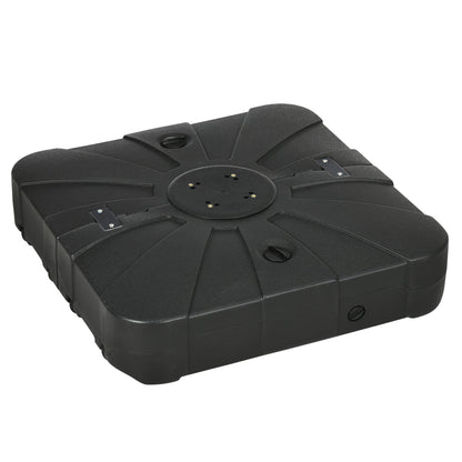 Outsunny Fillable Cantilever Patio Umbrella Base with Wheels, Heavy-duty Offset Umbrella Weights with Spouts and Cross Base, 285lbs Sand or 220lbs Water Filled, Black