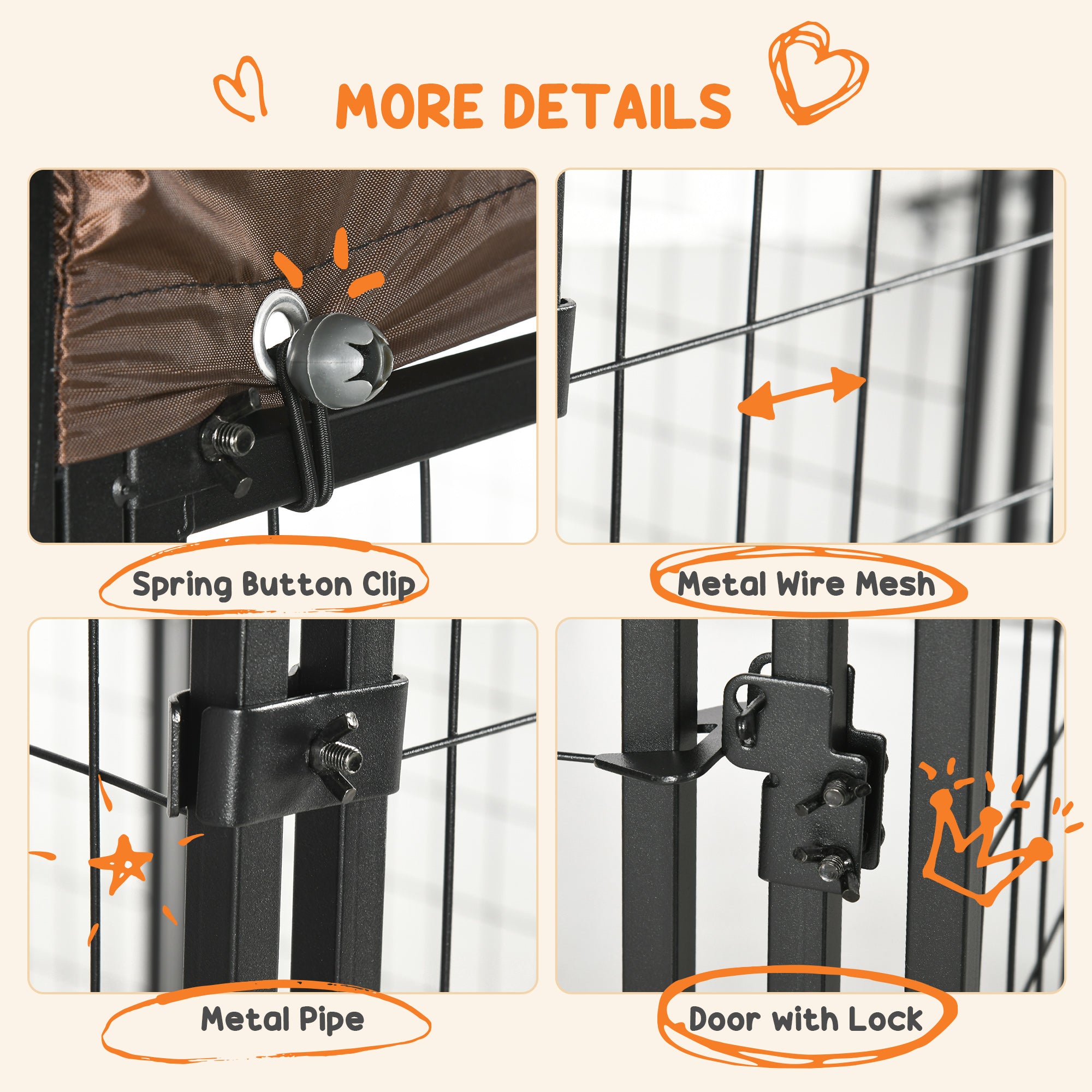 PawHut Dog Kennel Outdoor with Waterproof Canopy, Dog Run with Galvanized Chain Link for Large and Medium Dogs, Black