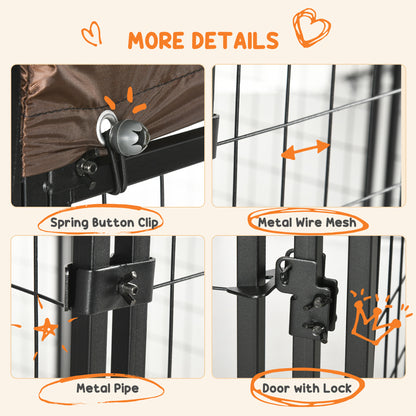PawHut Dog Kennel Outdoor with Waterproof Canopy, Dog Run with Galvanized Chain Link for Large and Medium Dogs, Black