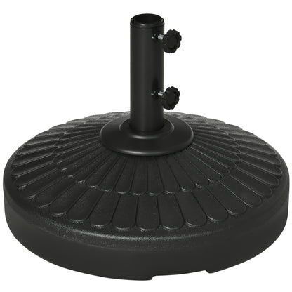 Outsunny Patio Umbrella Base with Handle, Heavy Duty Round Umbrella Stand, Garden Umbrella Holder for 1.5", 1.9" Poles, Black