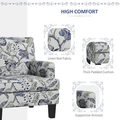 HOMCOM Upholstered Armchair, Mid-Century Accent Chair with Floral Pattern, Nailhead Trim for Living Room, Bedroom, Multicolour