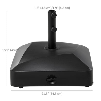 Outsunny Filled Patio Umbrella Base with Wheels, 132 lb Heavy Duty Market Umbrella Stand for Outdoor, Garden, Backyard, Black