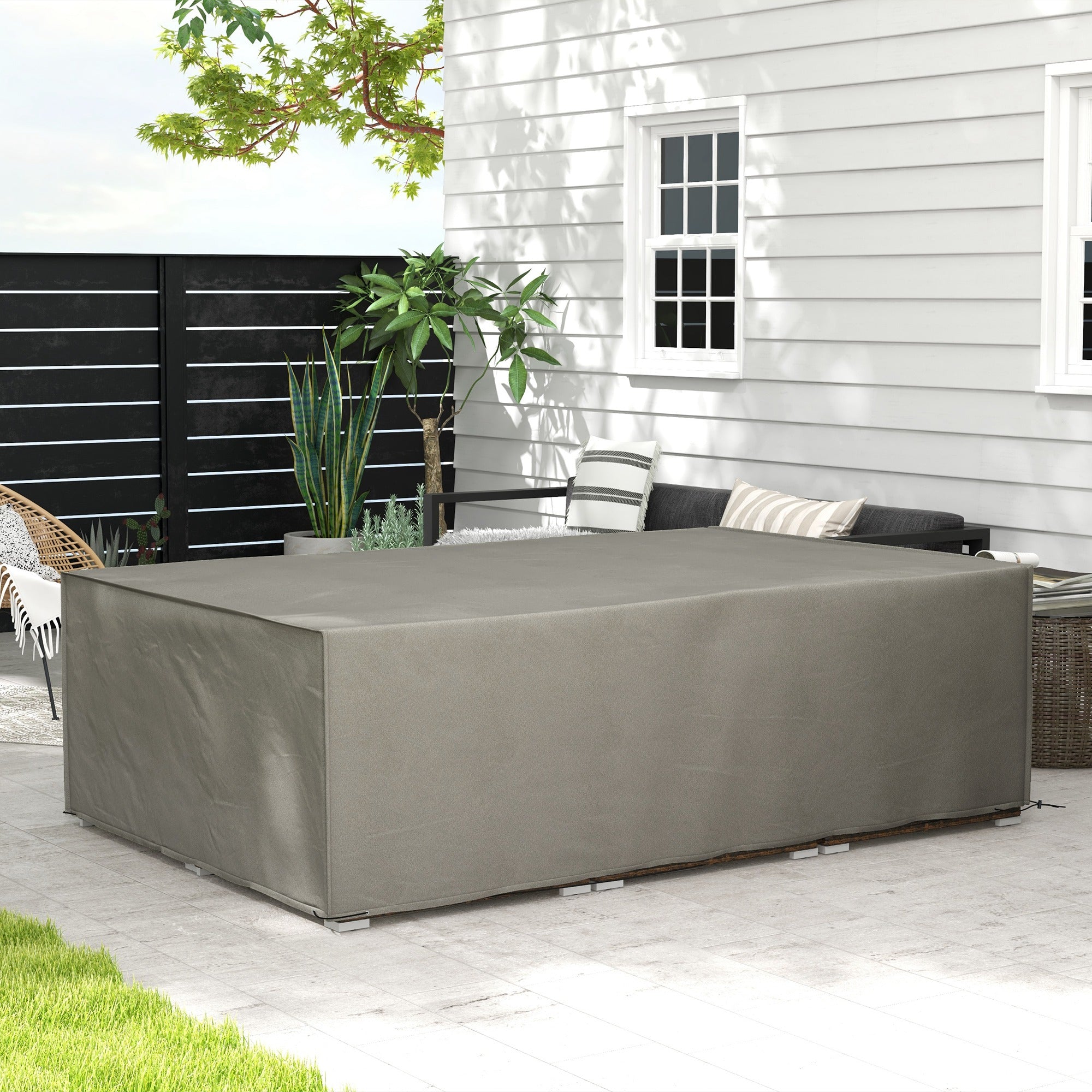 Outsunny Patio Furniture Covers Outdoor Scetional Table Chair Shelter, UV Rain Protective, 87.5" x 61" x 26.5", Grey