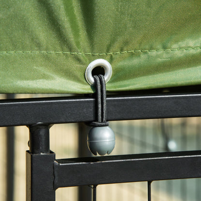 PawHut Outdoor Dog Kennel, Lockable Pet Playpen Crate, Welded Wire Steel Fence, Rotating Bowl Holders, Green