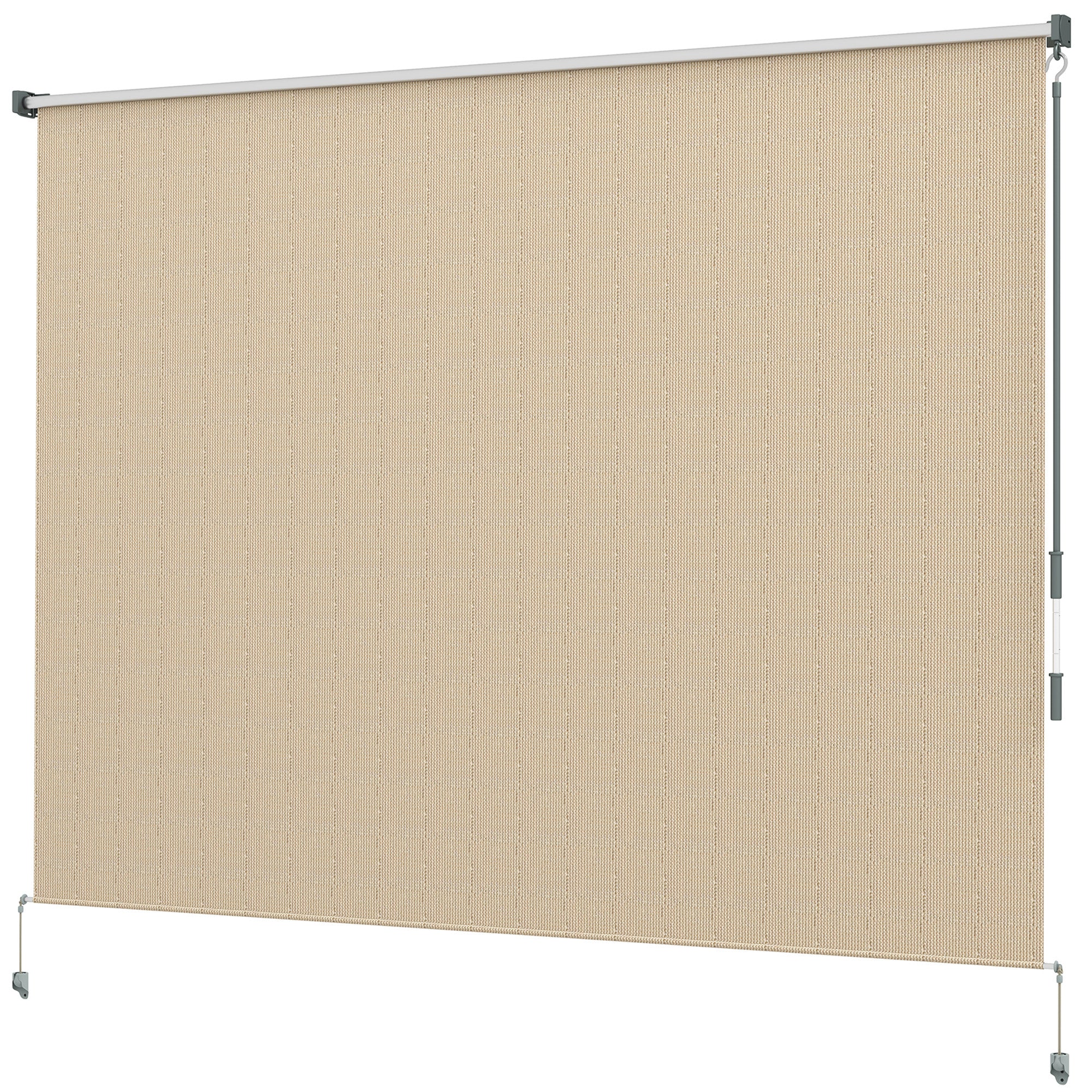 Outsunny 8' x 6' Patio Door Blinds, Outdoor Roller Shades, Cordless Roll Up Shade for Porch Gazebo, Beige