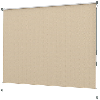Outsunny 8' x 6' Patio Door Blinds, Outdoor Roller Shades, Cordless Roll Up Shade for Porch Gazebo, Beige