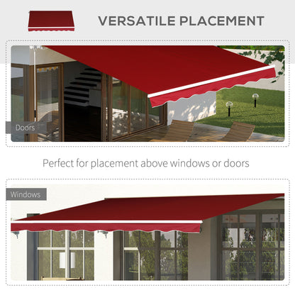 Outsunny 8'x7' Patio Awning Manual Retractable Sun Shade Outdoor Deck Canopy Shelter, Wine Red