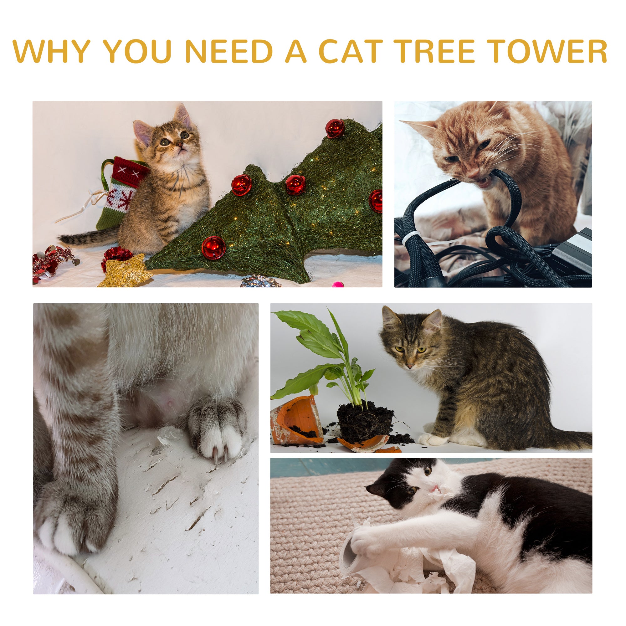 PawHut Cat Tree Kitty Tower with Sisal Mat Scratching Post, Cat Bed, Cushion, Perch, 18" x 18" x 36",  Light Blue