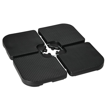 Outsunny 4PCs Cantilever Umbrella Base Weights for Offset Banana Parasol, HDPE Water or Sand Filled Patio Umbrella Weights for Cross Base Stand with Built-in Handles, Black