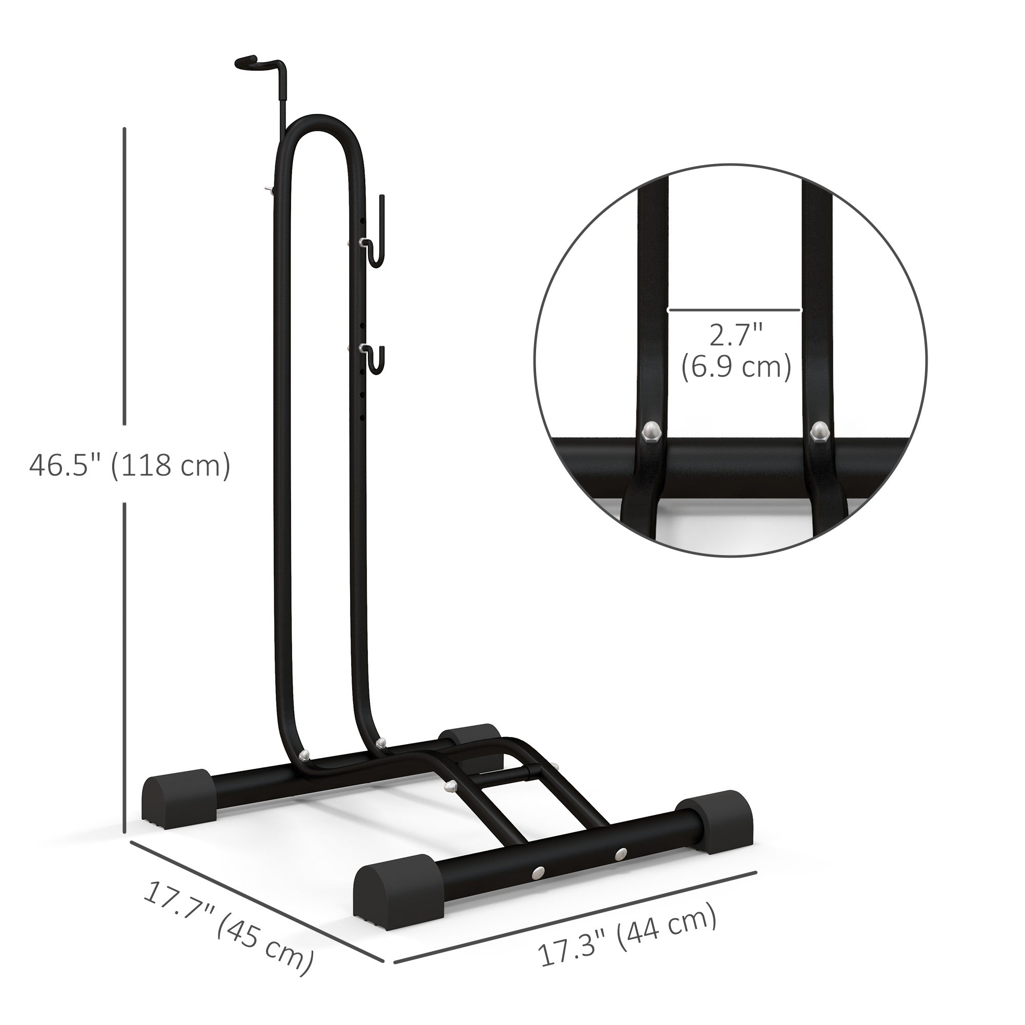 Soozier Vertical & Horizontal Bike Rack Bicycle Storage Stand with Adjustable Hooks, Fits 6"-28" and 700c Bikes
