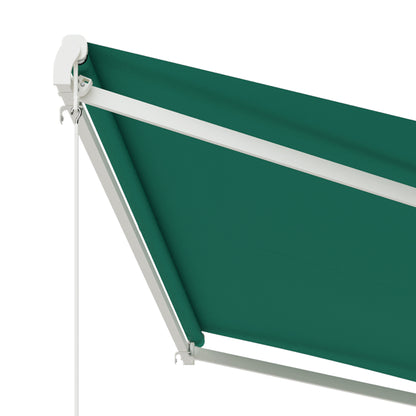 Outsunny 13' x 10' Electric Awning, Retractable Awning Sun Shade Shelter with Remote Controller, Manual Crank Handle and Aluminum Frame, for Deck, Balcony, Yard, Green