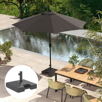 Outsunny Patio Umbrella Base with Wheels Handle, Heavy Duty Outdoor Umbrella Stand Base, Filled Up to 73lbs with Stand or 57lbs with Water for Garden, Poolside, Black