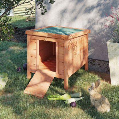 PawHut 20"x16.5"x17" Wooden Rabbit Hutch Small Animal House Bunny Guinea Pig Pet Cage Coop Cat Shelter Orange